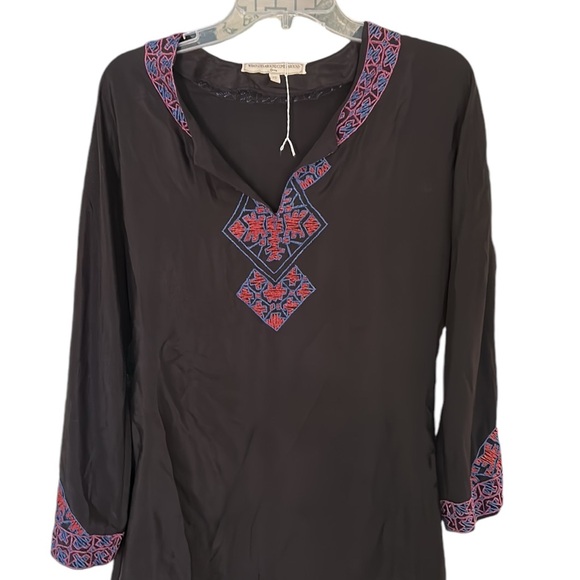 What Goes Around Comes Around Margot Silk Black Embroidered Tunic Dress - XS - Picture 5 of 16